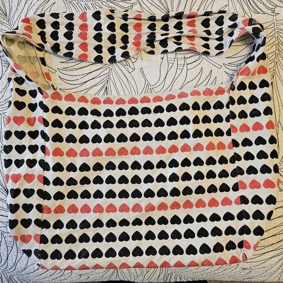 VGUC Vine Street Market Hearts Bag Canvas Reusable Shopping Tote Red Black - Picture 2 of 8